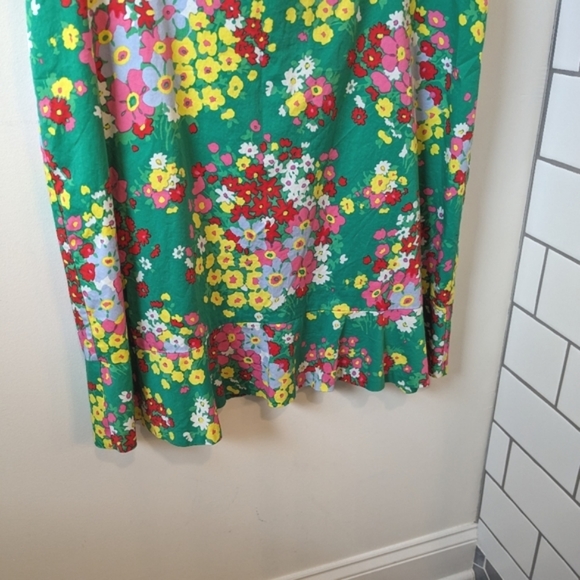 Talbots Green Multicolored Spring Floral Ruffle Hem Sleeveless Dress - Picture 3 of 7